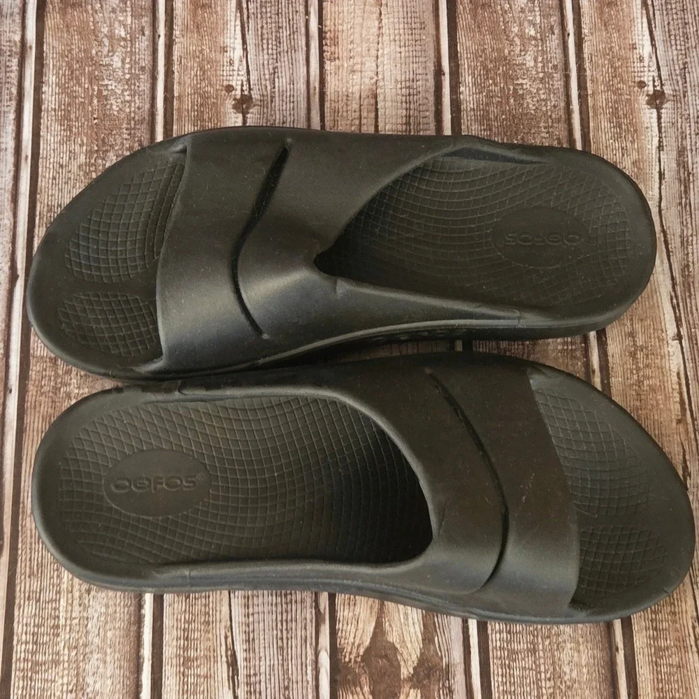 Sz M 9/ W‎ 11 Unisex OOFOS OOahh Black Recovery Comfort Slides Sandals VGUC!